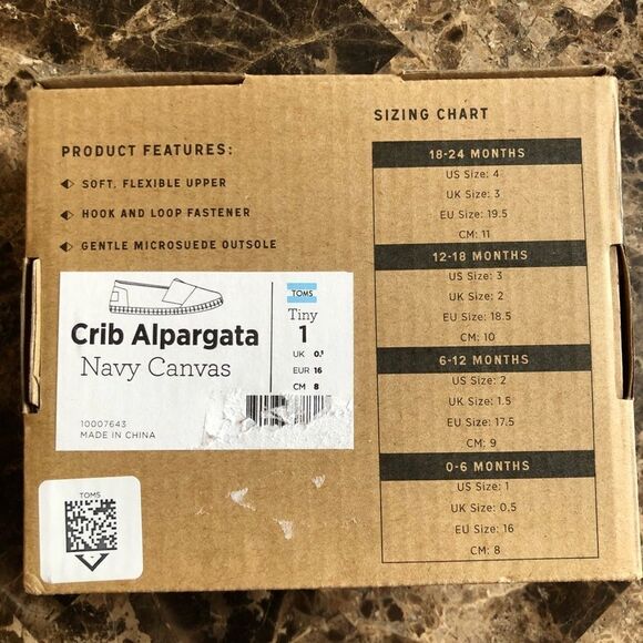 Tiny Toms: Crib Alpargata Navy Canvas Flats - Picture 7 of 8